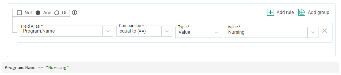 selection set for finding students with a specific major