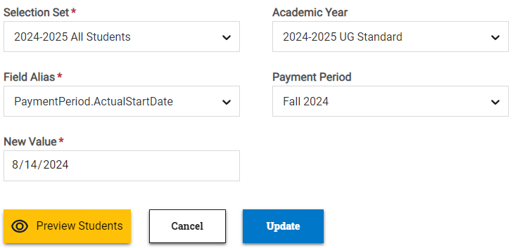 Update Field Values wizard