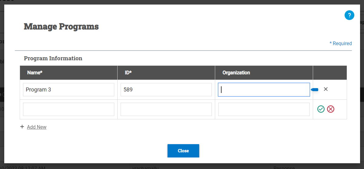 Manage Programs window