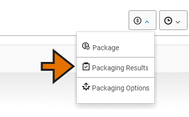 The aid package menu is expanded with the packaging results option highlighted.