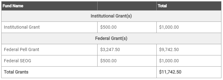 grant award output example