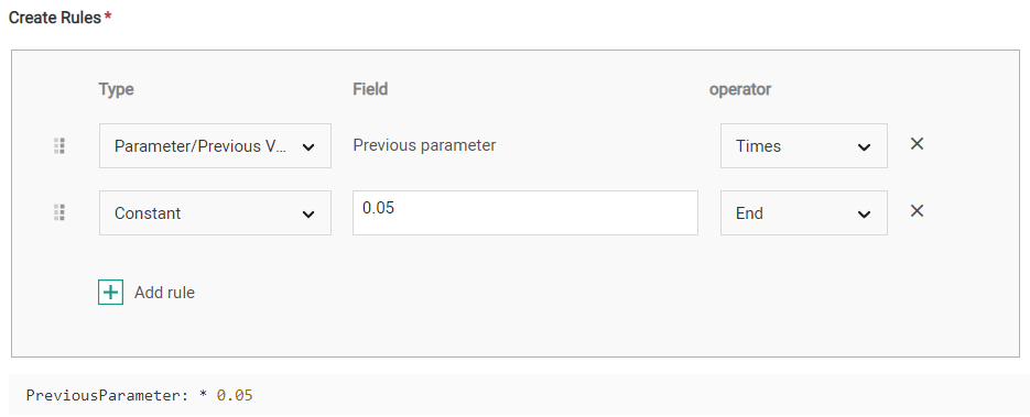 Calculation function that multiplies the value of the previous function by 5%