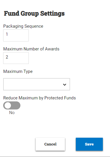 Fund Group Settings window