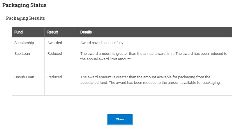 Manual Packaging Update Award